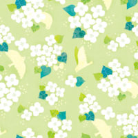 パターン ドクダミ 緑 鳥 花 白い花