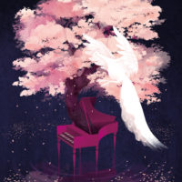 夜桜・チェンバロ・白孔雀のイラスト